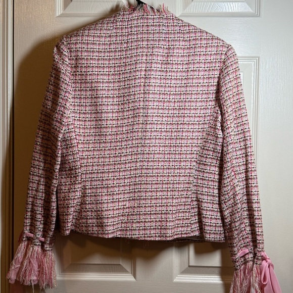 Chic Pink Tweed Women's Blazer Size 12 - Picture 5 of 7